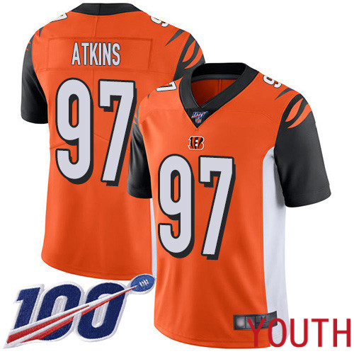 Cincinnati Bengals Limited Orange Youth Geno Atkins Alternate Jersey NFL Footballl #97 100th Season Vapor Untouchable->youth nfl jersey->Youth Jersey